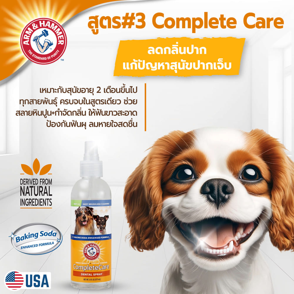 สเปรย์ลดคราบฟันเหลืองสุนัข ARM AND HAMMER กลิ่นมินต์ 177 ML